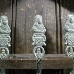 Tinnen lepelrek met 6 lepels