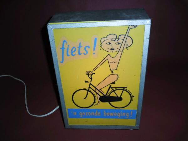 Oude Lichtreclame "Fietsen!" 'n gezonde beweging