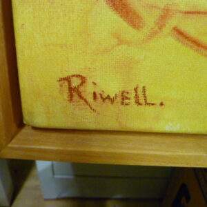 Schilderij ,decoratie, modern, twee vogels op geel doek van Riwell