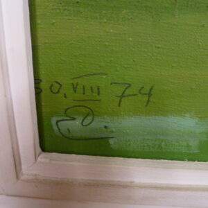 Schilderij, brug en toren, 1974