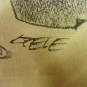 Schilderij, tekening, man met pijp en waterketel