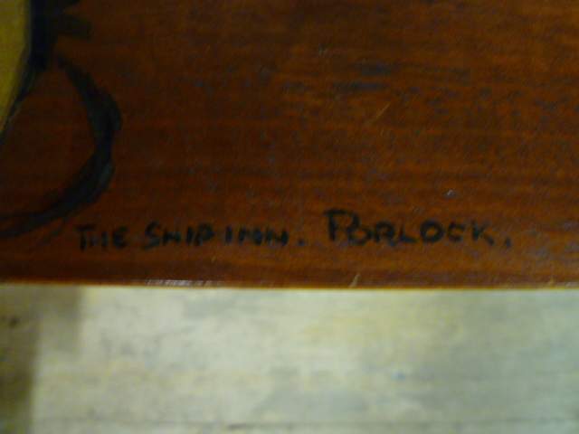 Wonderbaarlijk Schilderij op houten plank, mooi uitgevoerd, The Ship Inn, Porlock BJ-94