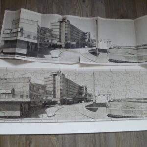 Oude puzzel, hout, kantoren en fabrieken van Nelle Rotterdam