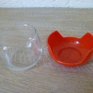 Vintage theeglas met kunststof houder