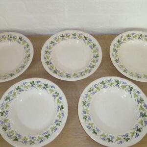 Diepe borden, blauw / groen bloemmotief, CBM made in Italy