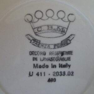 Diepe borden, blauw / groen bloemmotief, CBM made in Italy