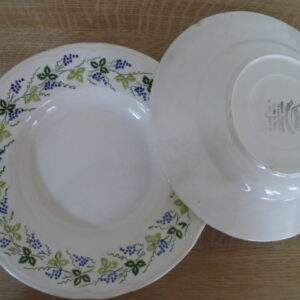 Diepe borden, blauw / groen bloemmotief, CBM made in Italy