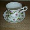 Kop en schotel, roze roosje, St. James, Bone China