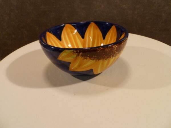 Blauw met zonnebloem, kom, made in Spain
