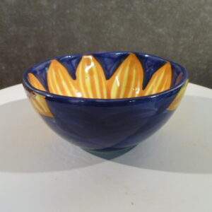 Blauw met zonnebloem, kom, made in Spain
