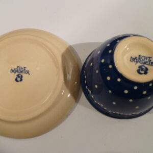 Kop en schotel, Echt Bürgeler, blauw met witte stip