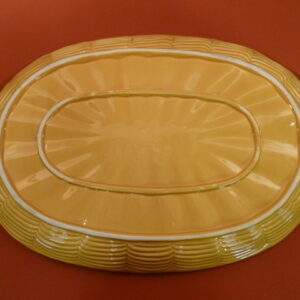 Schaal, ovaal, aardewerk, lijkt riet