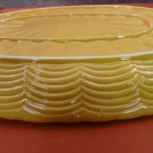 Schaal, ovaal, aardewerk, lijkt riet