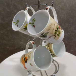 Set mokken, Siaki Porcelain met standaard