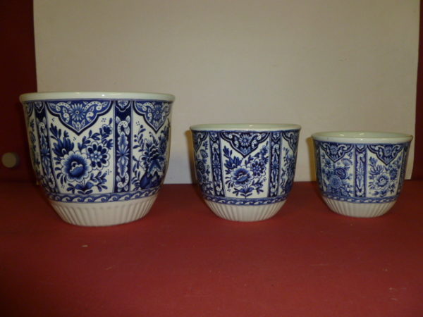 Set van 3 bloempotten Delfts Blauw