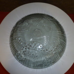 Glazen schaal met afbeelding van olifant en hagedis