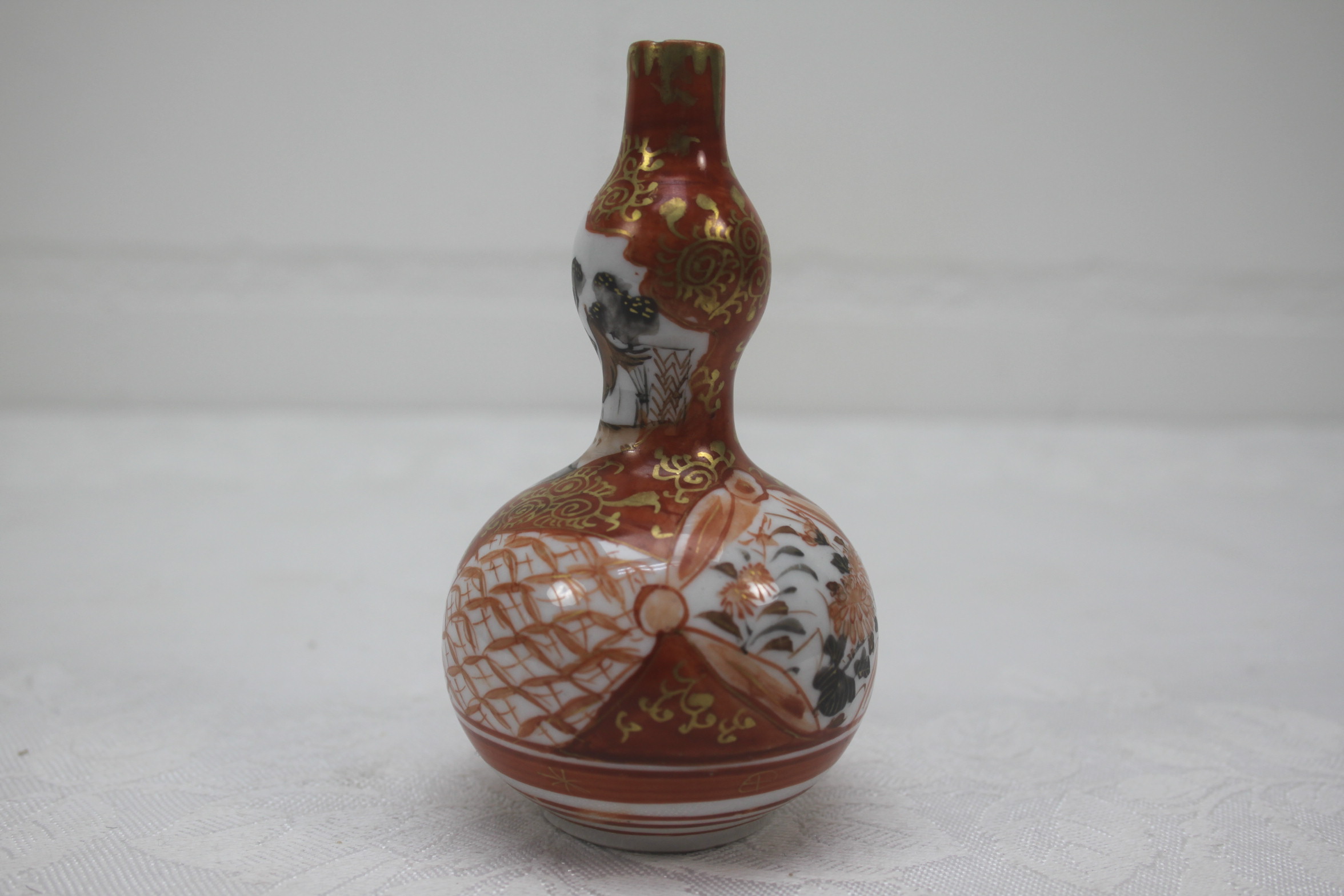 Japanse Meiji Kutani porseleinen dubbele kalebasvaas - Afbeelding 8