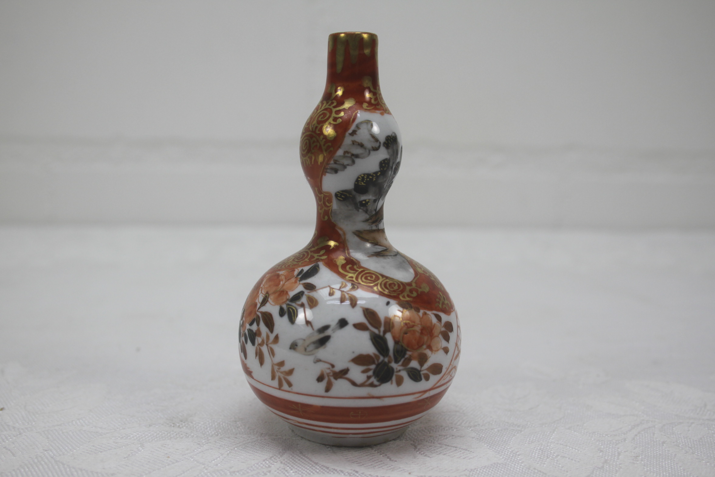 Japanse Meiji Kutani porseleinen dubbele kalebasvaas - Afbeelding 6